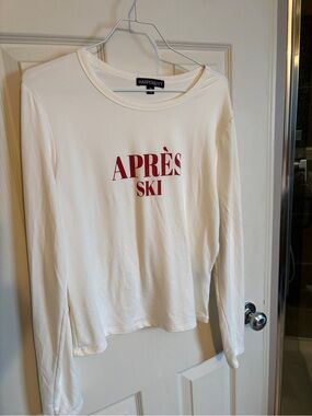 Harper & Ivy White Long-Sleeve "APRÈS SKI" sleep Tee